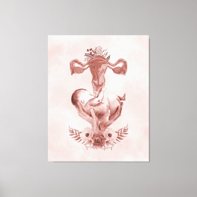 Ob/Gyn Midfrau Floral Kindgeburt Cervix Ovarien Leinwanddruck (Vorderseite)