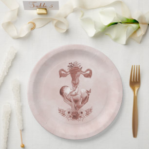 Ob/Gyn Midfrau Floral Kindgeburt Cervix Ovarien Pappteller