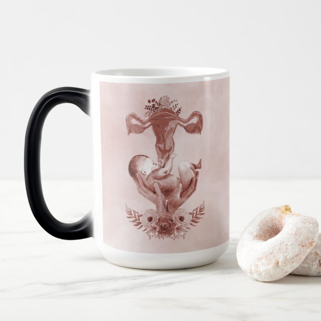 Ob/Gyn Midfrau Floral Kindgeburt Cervix Ovarien Verwandlungstasse (Mit Donut)
