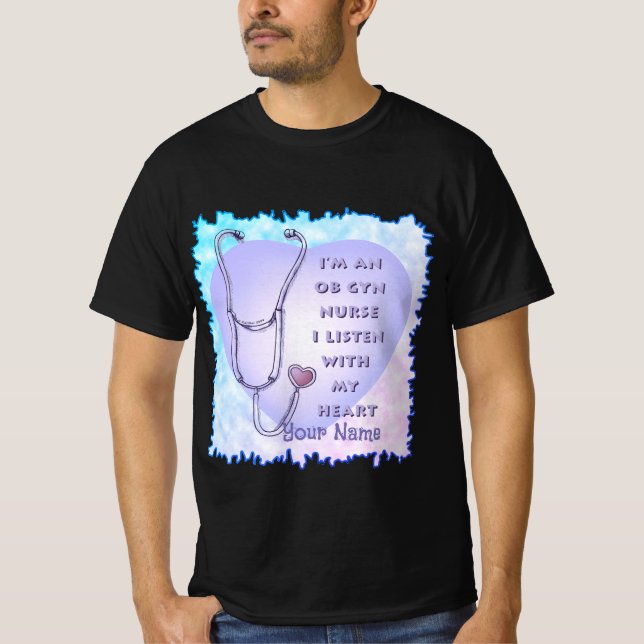 Ob Gyn Nurse Heart personnalisé t-shirt infirmier (Devant)