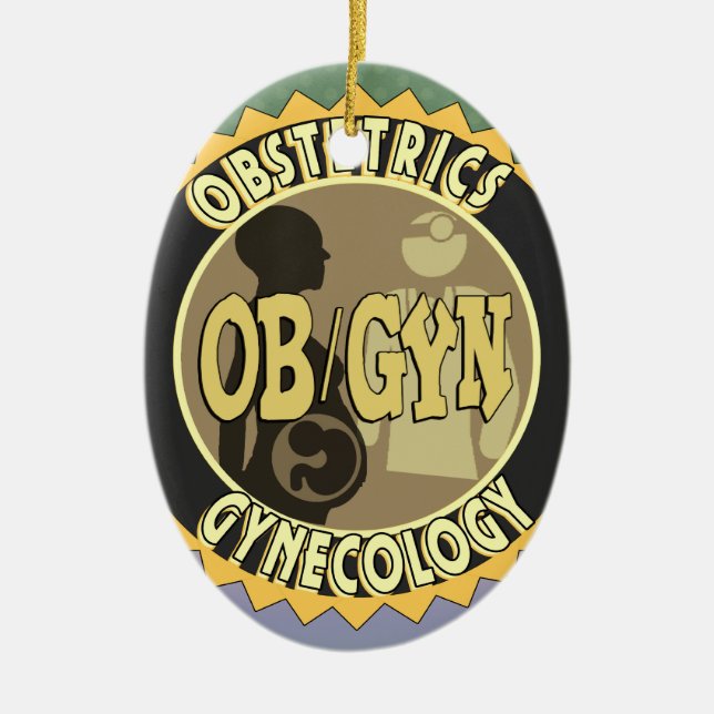 OB/GYN WEIBLICHER DOKTOR LOGO KERAMIKORNAMENT (Vorne)