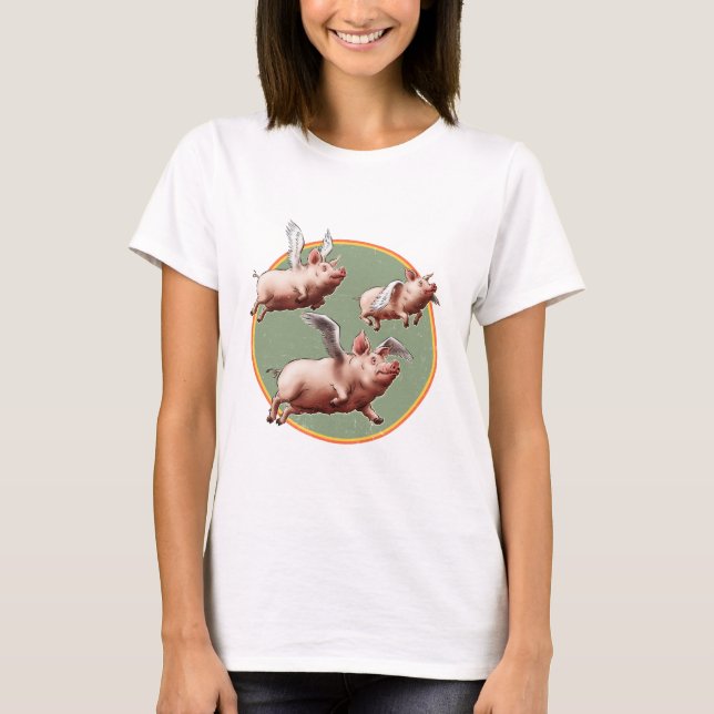 Ob Sie es glauben oder nicht - Fliegende Schweine T-Shirt (Vorderseite)