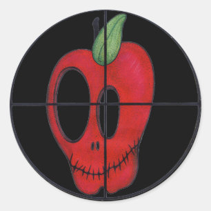 OBA rouge crâne de pomme cible logo autocollant