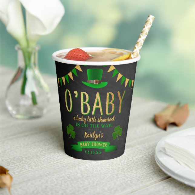 O'Baby St. Patrick's Day Baby Shower Pappbecher (In Situ)