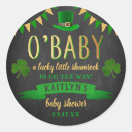 O'Baby St. Patrick's Day Baby Shower Runder Aufkleber