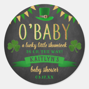 O'Baby St. Patrick's Day Baby Shower Runder Aufkleber