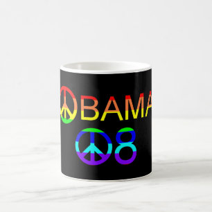 Obama 08 Rainbow Peace Sign Tasse