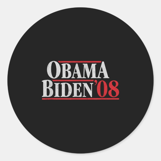 Obama 08 Shirt - Retro-Kampagne Obama Biden Runder Aufkleber (Vorderseite)