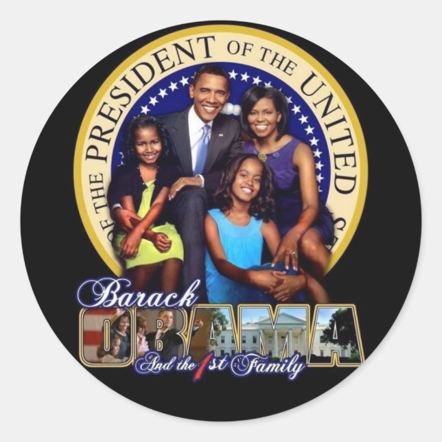 OBAMA-1ST FAMILY Sheet "Aufkleber" Runder Aufkleber (Vorderseite)