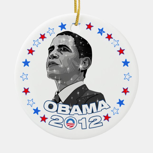 Obama 2012-Portrait & Stars Keramikornament (Vorne)