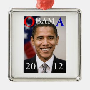 OBAMA 2012 SILBERNES ORNAMENT