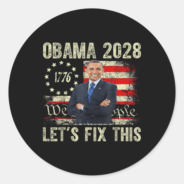 Obama 2028 Lasse, dies zu beheben Runder Aufkleber (Vorderseite)