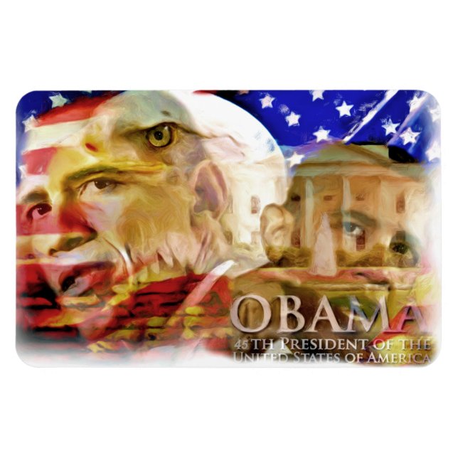 Obama, 44-45. Präsident_ PrePremium Flexi Magnet (Horizontal)