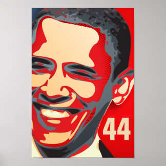Obama - 44. Präsident auf einem Roten GIANT Poster
