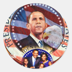 Obama, 45. Präsident der Vereinigten Staaten_ Runder Aufkleber