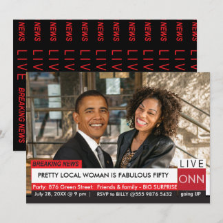 Obama 50. Geburtstag Frauen Funny TV News Einladung