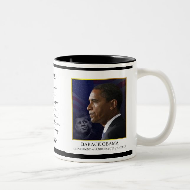 Obama avec JFK - Mug au café - Customisé (Droit)