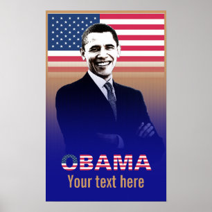 Obama avec le texte - affiche - modèle