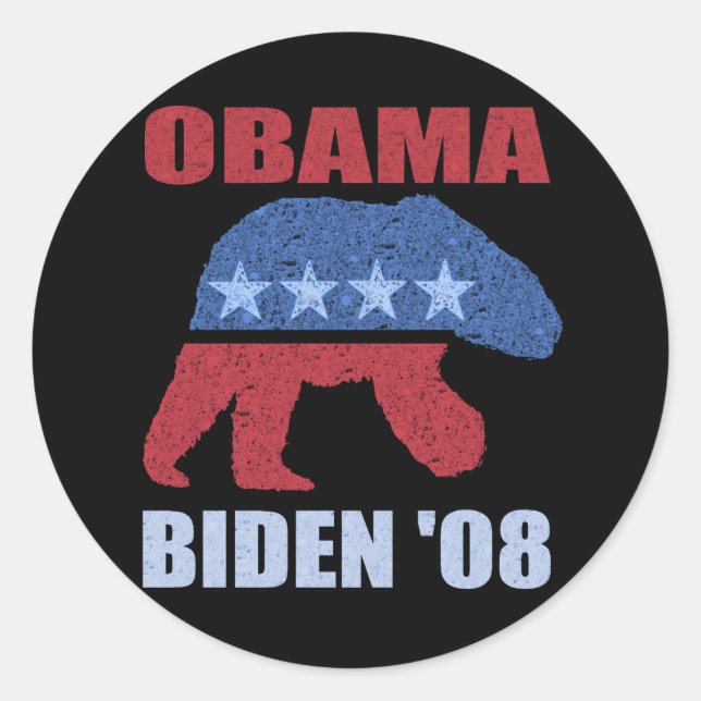 Obama Biden '08 Polar Bär Autoaufkleber Demokrat Runder Aufkleber (Vorderseite)