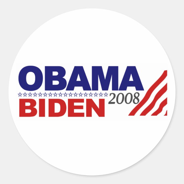 Obama Biden 2008 Runder Aufkleber (Vorderseite)