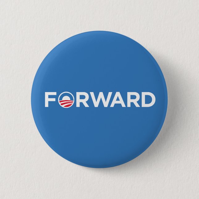 Obama Biden 2012 vorwärts (weiß auf hellblauem) Button (Vorderseite)