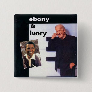 Obama-/Biden Ebenholz-Elfenbein-Quadrat-Knopf Button