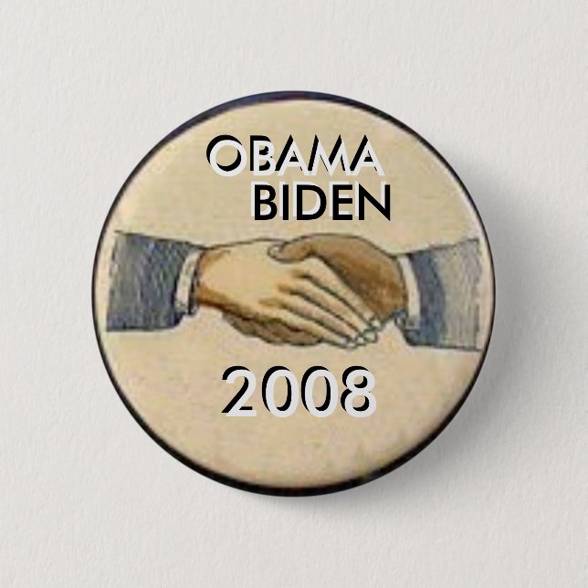 Obama-/Biden Händedruck-Knopf Button (Vorderseite)