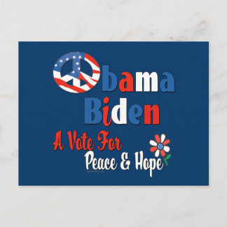 Obama Biden Peace and Hope 2008-Ausgabe Postkarte