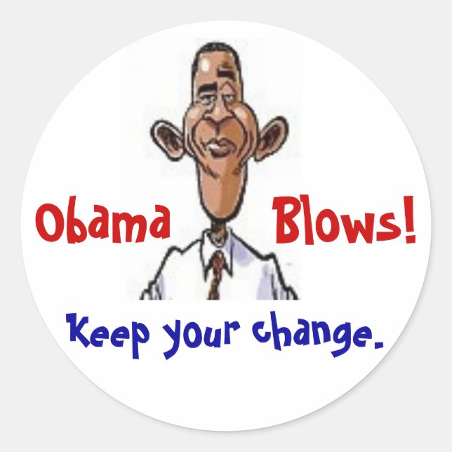 Obama bläst! runder aufkleber (Vorderseite)