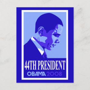 Obama Blue 44. Präsident Postcard Postkarte