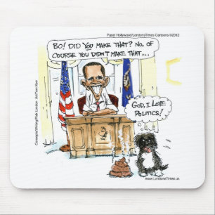 Obama & Bo Satirische Cartoon-Geschenke T-Shirts & Mousepad