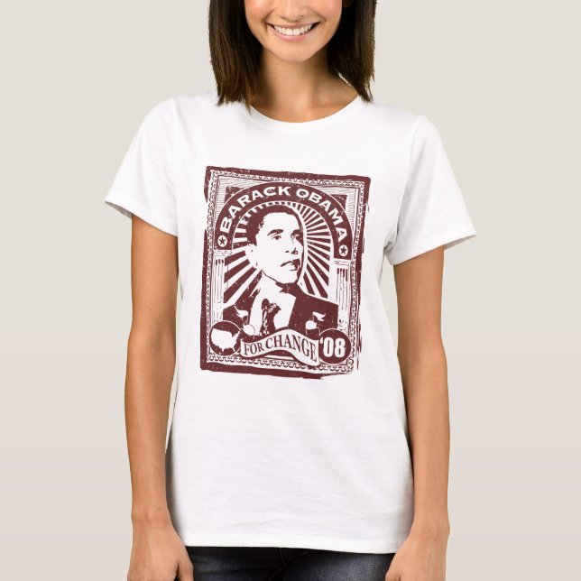 Obama-Briefmarke (Rosa) T-Shirt (Vorderseite)