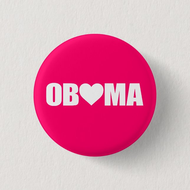 ""OBAMA" BUCHSTABIERT MIT HERZEN " BUTTON (Vorderseite)