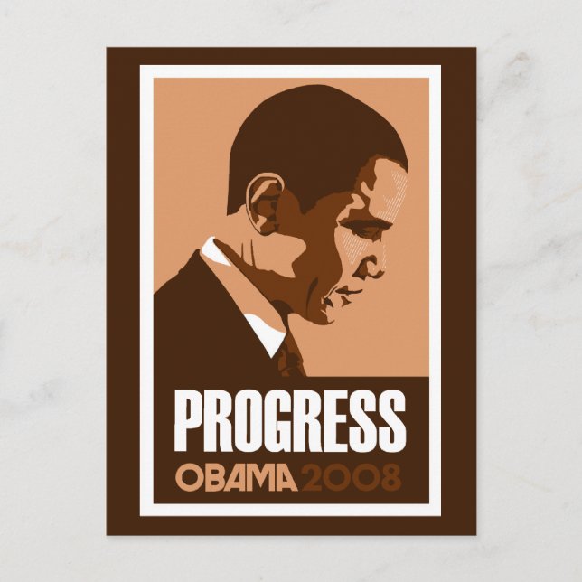Obama - Carte postale Brown foncée Progress (Devant)