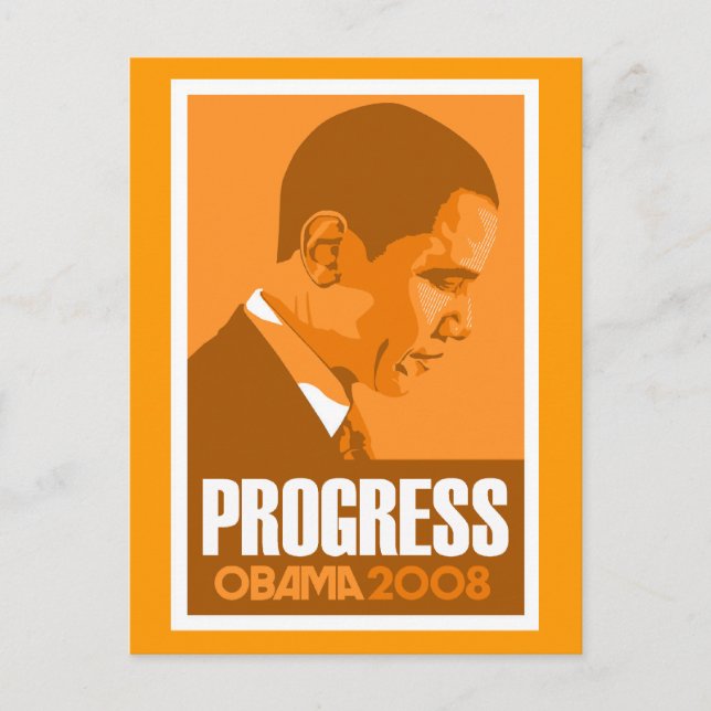 Obama - Carte postale Orange foncé Progress (Devant)