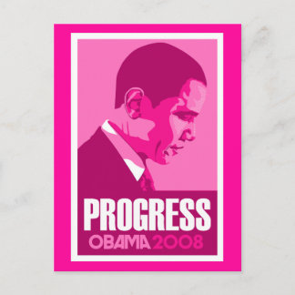 Obama - Carte postale rose foncé Progress