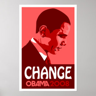 Obama - Change Dark Red Poster