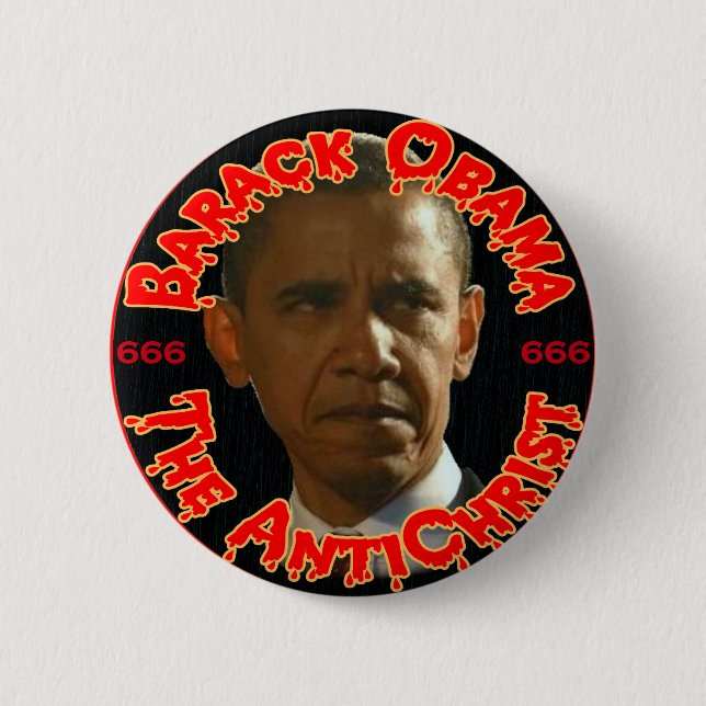 Obama der Antichrist Button (Vorderseite)