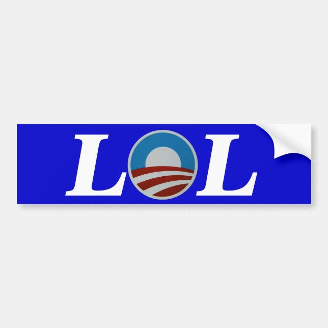 Obama, der heraus lauten LOL Autoaufkleber lacht (Vorne)