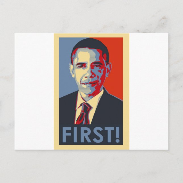 Obama "ERSTE!" Postkarte (Vorderseite)