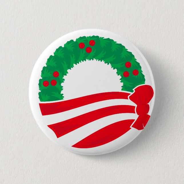 Obama-Feiertags-Kranz Button (Vorderseite)
