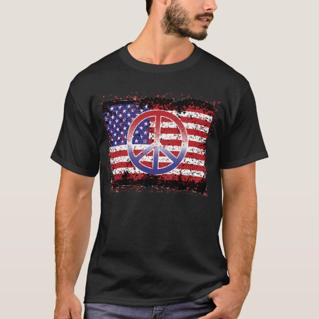 OBAMA-Friedens-US-Flagge 91200 T-Shirt (Vorderseite)