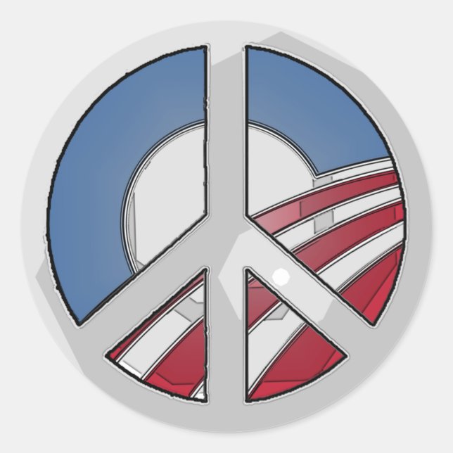 Obama-Friedenszeichen Runder Aufkleber (Vorderseite)