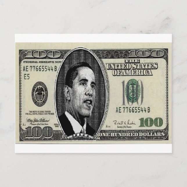 Obama für 100 Dollar-Rechnung Postkarte (Vorderseite)