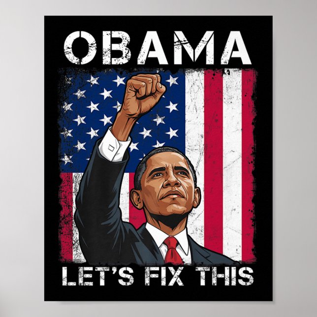 Obama für Präsident 2028 Amerikanische Flagge Obam Poster (Vorne)