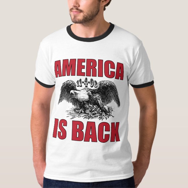 Obama-Gewinne - Amerika ist zurück Nov-4-08 T-Shirt (Vorderseite)