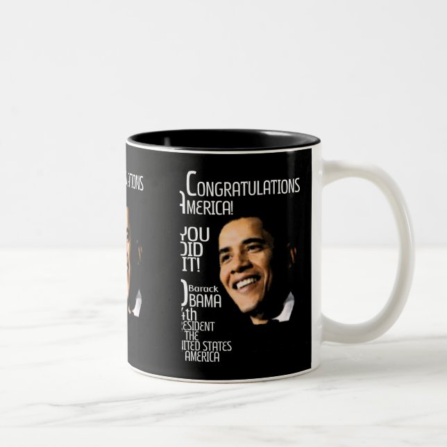 OBAMA GEWINNT GLÜCKWÜNSCHE ZWEIFARBIGE TASSE (Rechts)