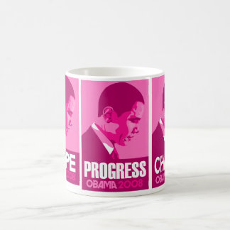 Obama - Hoffnung, Fortschritt, ändern dunkle rosa Kaffeetasse