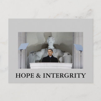 OBAMA HOPE & INTERGRITY POSTCARD POSTKARTE