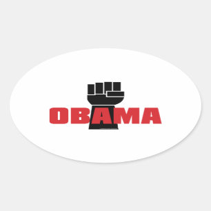 Obama ist im Recht! Schwarz-Faust-Aufkleber Ovaler Aufkleber